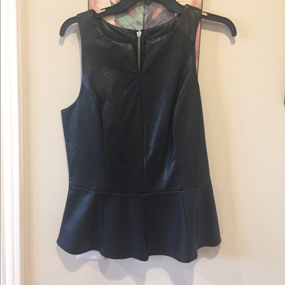 Faux leather peplum top